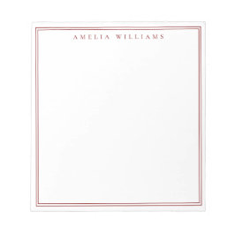 Bloc De Notas Minimalist Red Monogram Two Border