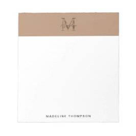 Bloc De Notas Minimalist Script Metallic Taupe Gold Monogram