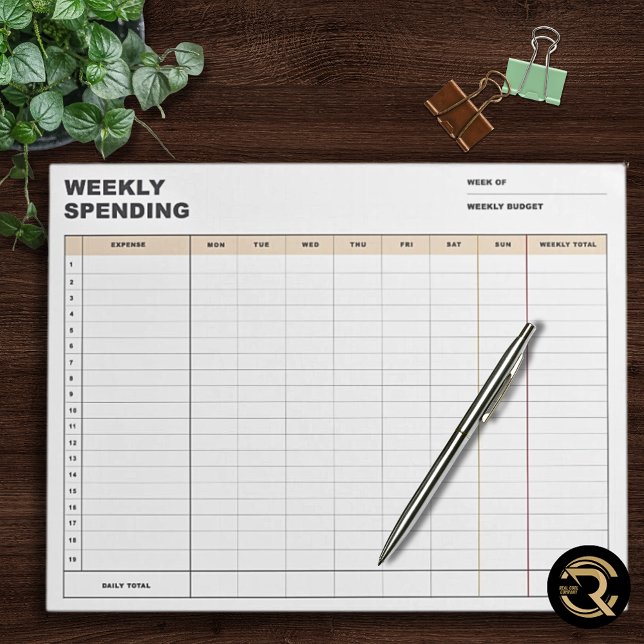 Bloc De Notas Minimalist Weekly Spending Tracker (Subido por el creador)