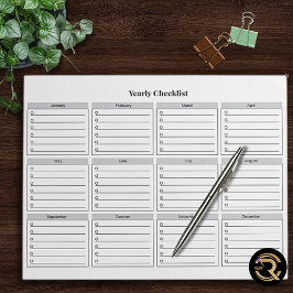 Bloc De Notas Minimalist Yearly Checklist Notepad