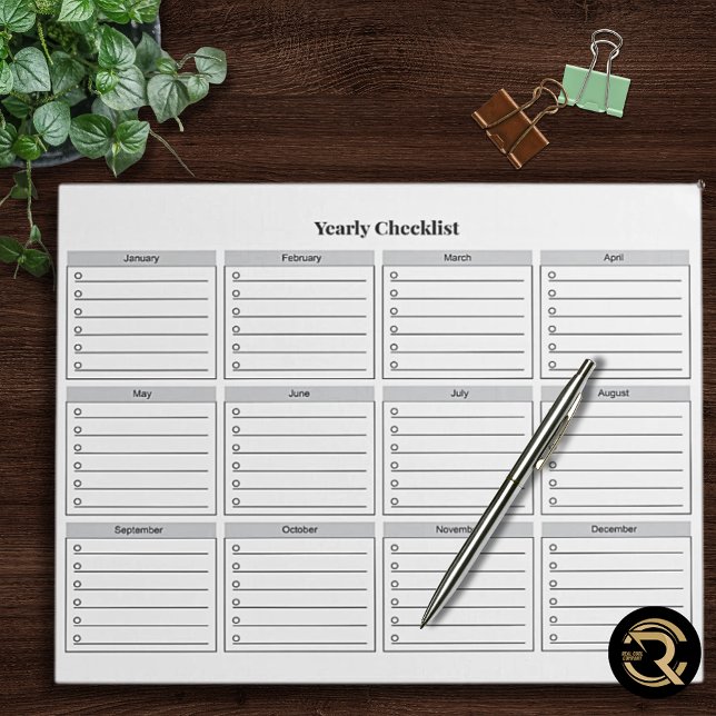 Bloc De Notas Minimalist Yearly Checklist Notepad (Subido por el creador)