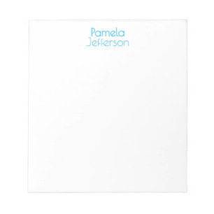 Bloc De Notas Minimalista Azul y Blanco Nombre Profesional Moder