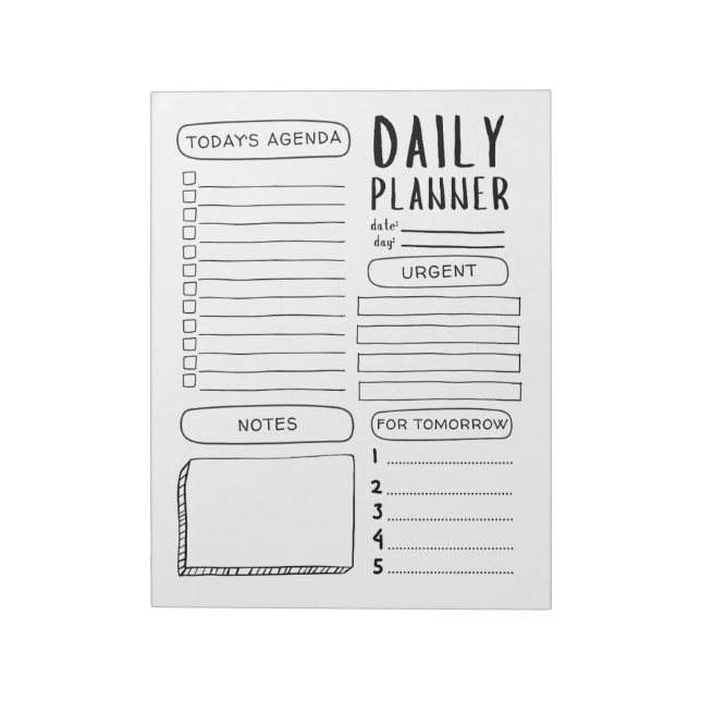 Bloc De Notas Minimalista Doodle Daily Planner (Lado Izquierdo)
