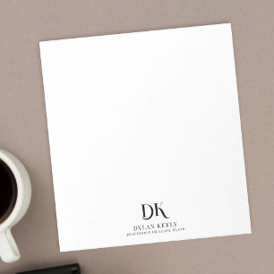 Bloc De Notas Minimalista elegante Monograma Negro Moderno estil