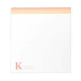 Bloc De Notas Minimalista Gentle Peach Stripes Nombre Monograma