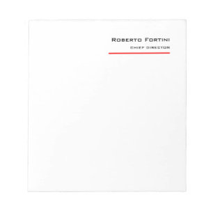 Bloc De Notas Minimalista Llano Rojo Blanco Moderno