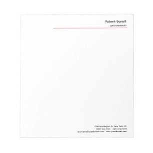 Bloc De Notas Minimalista Llano Rojo Blanco Moderno