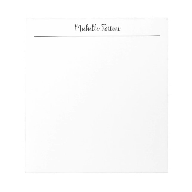 Bloc De Notas Minimalista Profesional Clásico Plano Script (Frente)