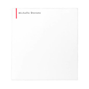 Bloc De Notas Minimalista Rojo Blanco & Negro Simple Elegante