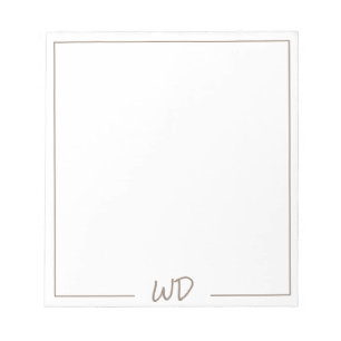 Bloc De Notas Mínimo Moderno Neutral Monogramado Iniciales