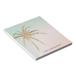 Bloc De Notas Mint Cream Ombre Tropical Gold Palm Trees