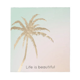 Bloc De Notas Mint Cream Ombre Tropical Gold Palm Trees