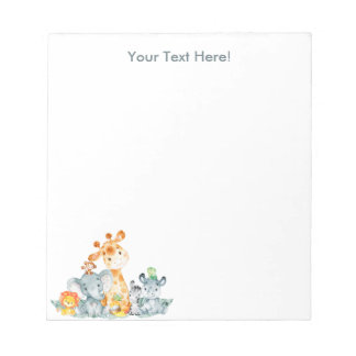 Bloc De Notas Mint gris acuarela Cute Safari Jungle Animales