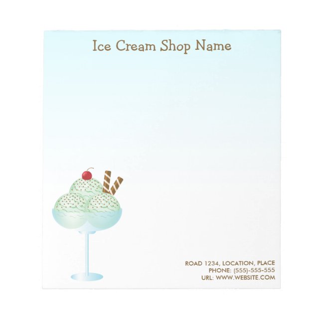 Bloc De Notas Mint Ice Cream Sundae Ice Cream Shop (Frente)