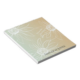 Bloc De Notas Mint Peach White Daisies Floral