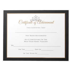 Bloc De Notas Miss EE.UU. Certificado de concurso-logro