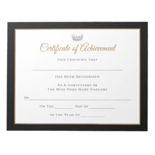 Bloc De Notas Miss EE.UU. Certificado de concurso-logro