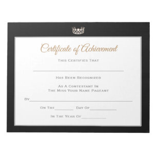 Bloc De Notas Miss EE.UU. Certificado de concurso-logro