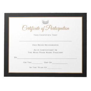 Bloc De Notas Miss EE.UU. Certificados de concurso-participación