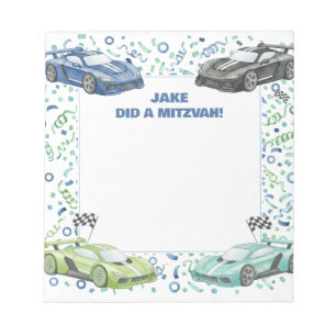 Bloc De Notas Mitzvah personalizada Supercar auto Blue Green Rac