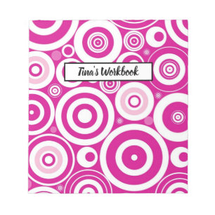 Bloc De Notas Mod Círculos Retro Concéntricos Rosa y Blanco
