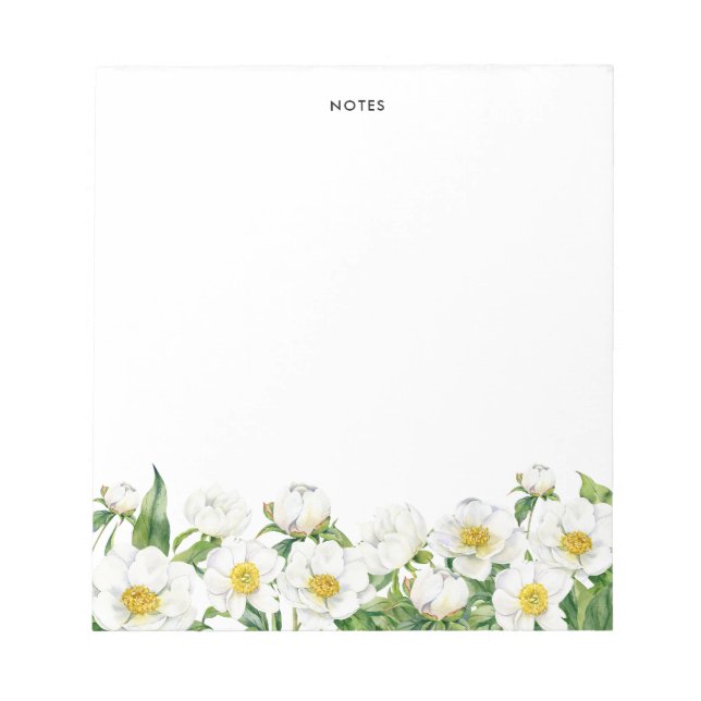 Bloc De Notas Moda acuarela Flores de primavera blanca personali (Frente)