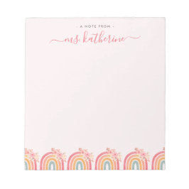 Bloc De Notas Moda Arcoiris rosado con flores