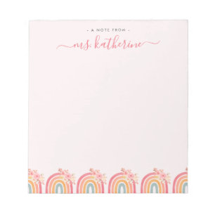Bloc De Notas Moda Arcoiris rosado con flores