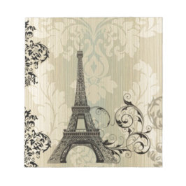 Bloc De Notas Moda Boho beige Damask Paris Eiffel Tower