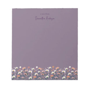 Bloc De Notas Moda Boho moderna Flor silvestre Morado Mauve