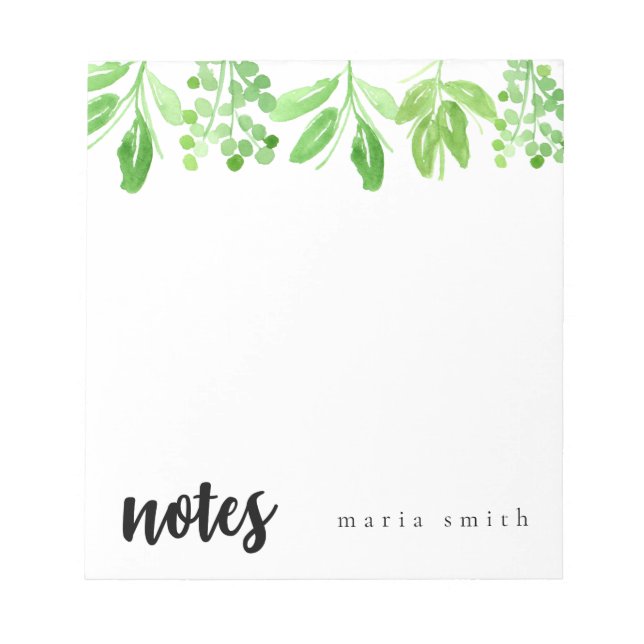 Bloc De Notas moda de vegetación floral personalizada notepad (Frente)