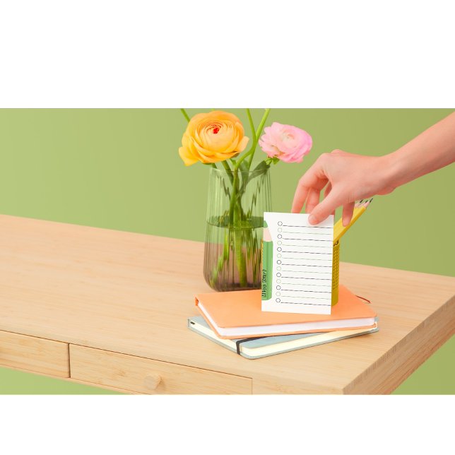 Bloc De Notas Moda Divertido Verde Llenado de lápiz Llenado prof (cute green pencil personalized teacher stationery. perfect to start the semester as a teacher. )