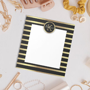 Bloc De Notas Moda elegante oro brillante y rayas negras