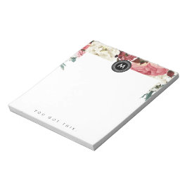 Bloc De Notas Moda Floral Monograma Post It NotePad