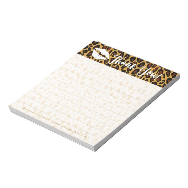 Bloc De Notas Moda Leopard Print con labios Gracias Notepad (Lado Izquierdo)