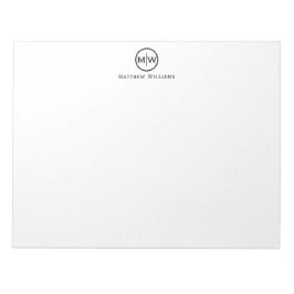 Bloc De Notas Moda moderna elegancia Círculo negro monograma ini