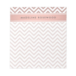 Bloc De Notas Moda Moderno Rosa Dorado Chevron Monogramado