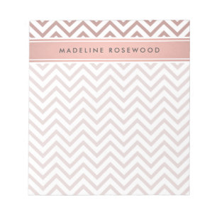 Bloc De Notas Moda Moderno Rosa Dorado Chevron Monogramado