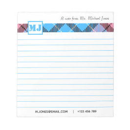 Bloc De Notas Moda Monograma Script Nombre Plaid Profesional Lle