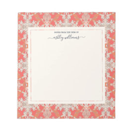 Bloc De Notas Moda Patrón barroco moderno Naranja rojo marfil