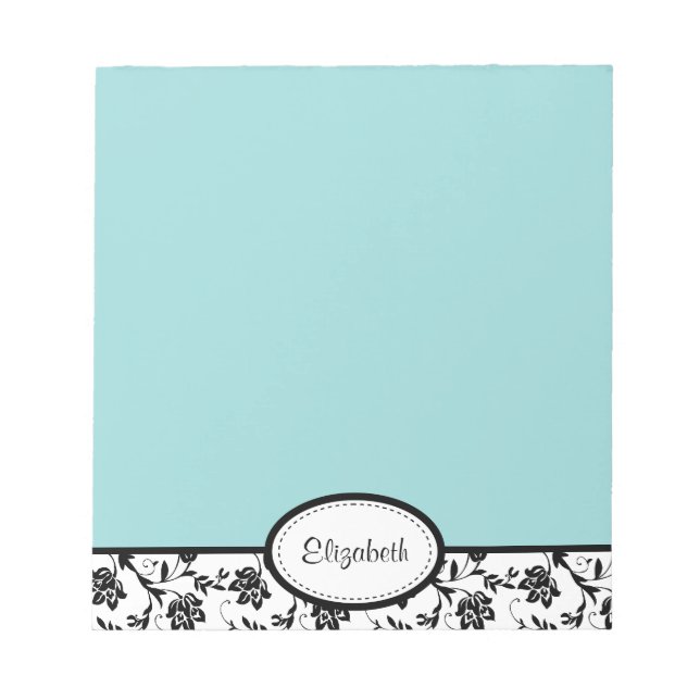 Bloc De Notas Moda personalizada Damask Floral Blue Notepad (Frente)