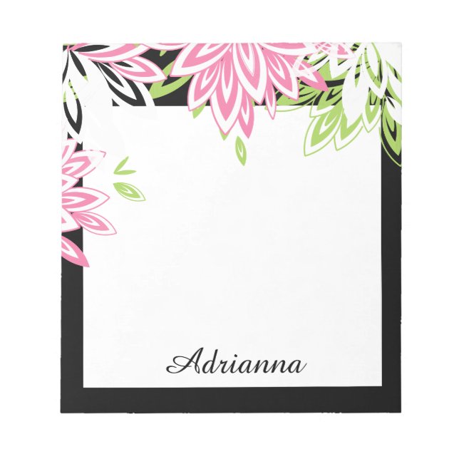 BLOC DE NOTAS MODA POST-IT-NOTE_PINK/FLORAL VERDE/BLANCA (Frente)