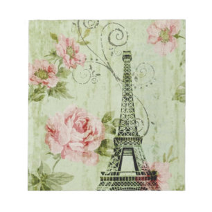 Bloc De Notas moda primavera menta de la menta parís floral rosa