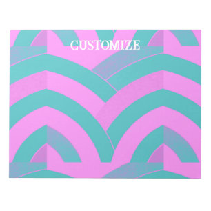 Bloc De Notas moda rosa/verde chevrons modernos curvados