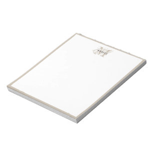 Bloc De Notas Moda Rustic Modern Beige Monograma Minimalista