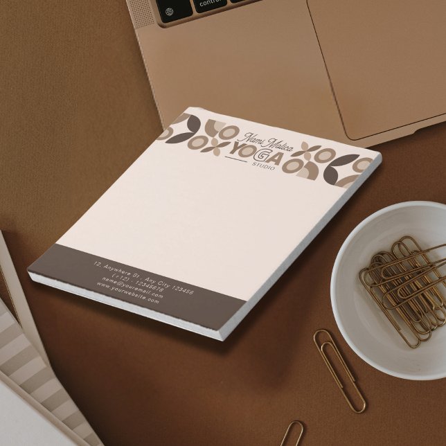 Bloc De Notas Modelo geométrico moderno Beige Brown Yoga Studio (Subido por el creador)