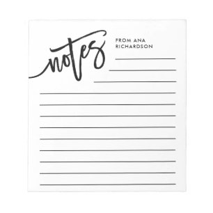 Bloc De Notas Modern Black and White Handwritten Script