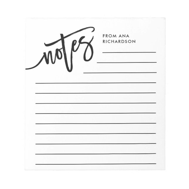 Bloc De Notas Modern Black and White Handwritten Script (Frente)