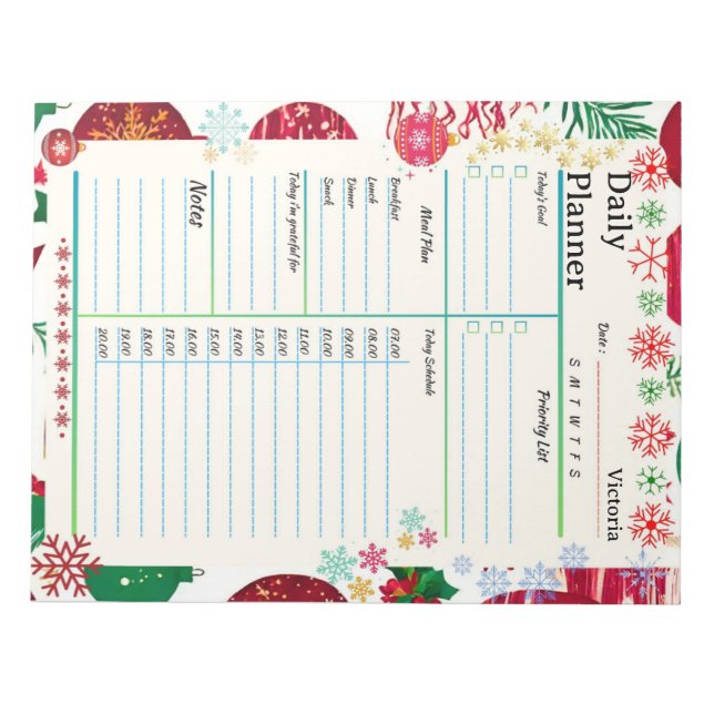 Bloc De Notas Modern Daily Planner 2024 Navidades Tema (Frente)