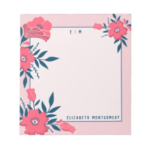 Bloc De Notas Modern Floral Pink Mother's Day Gift Personalized 